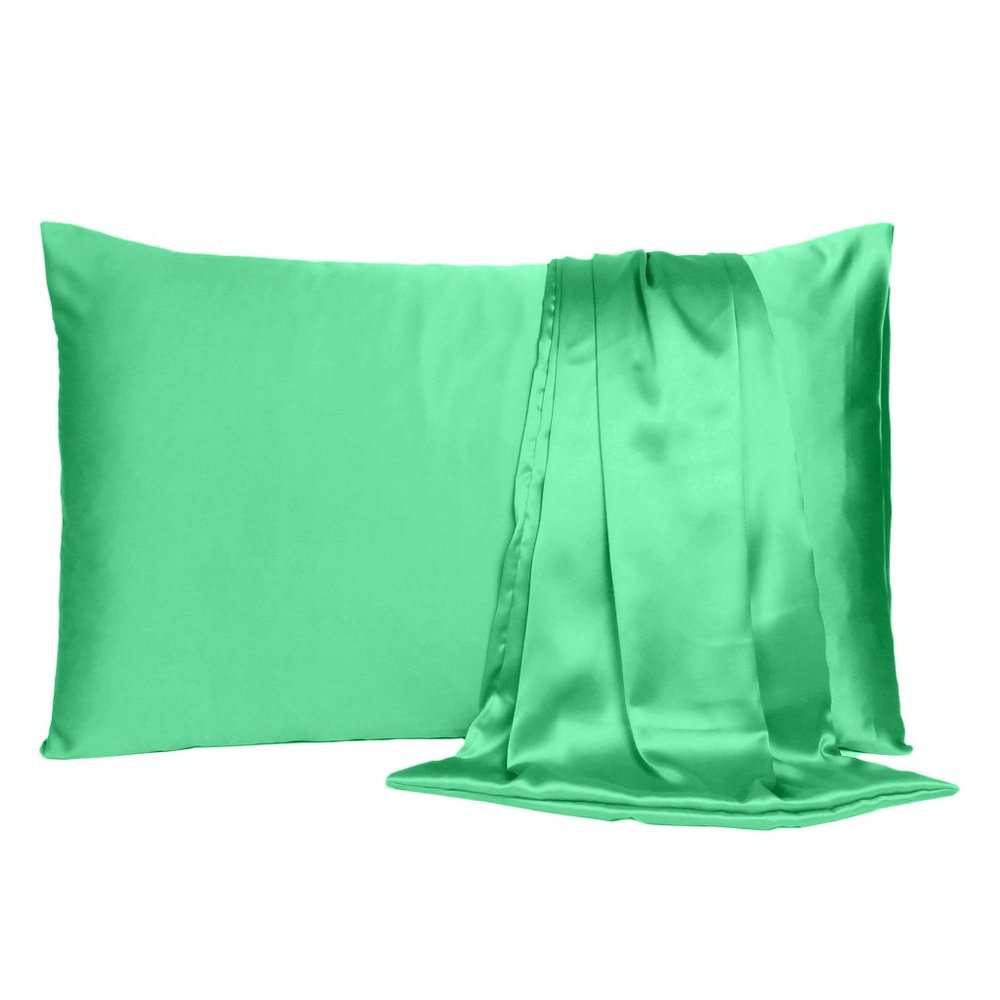 Oussum Decorative Luxury Standard Bedding Satin Silky Pillow Cases Set of 2